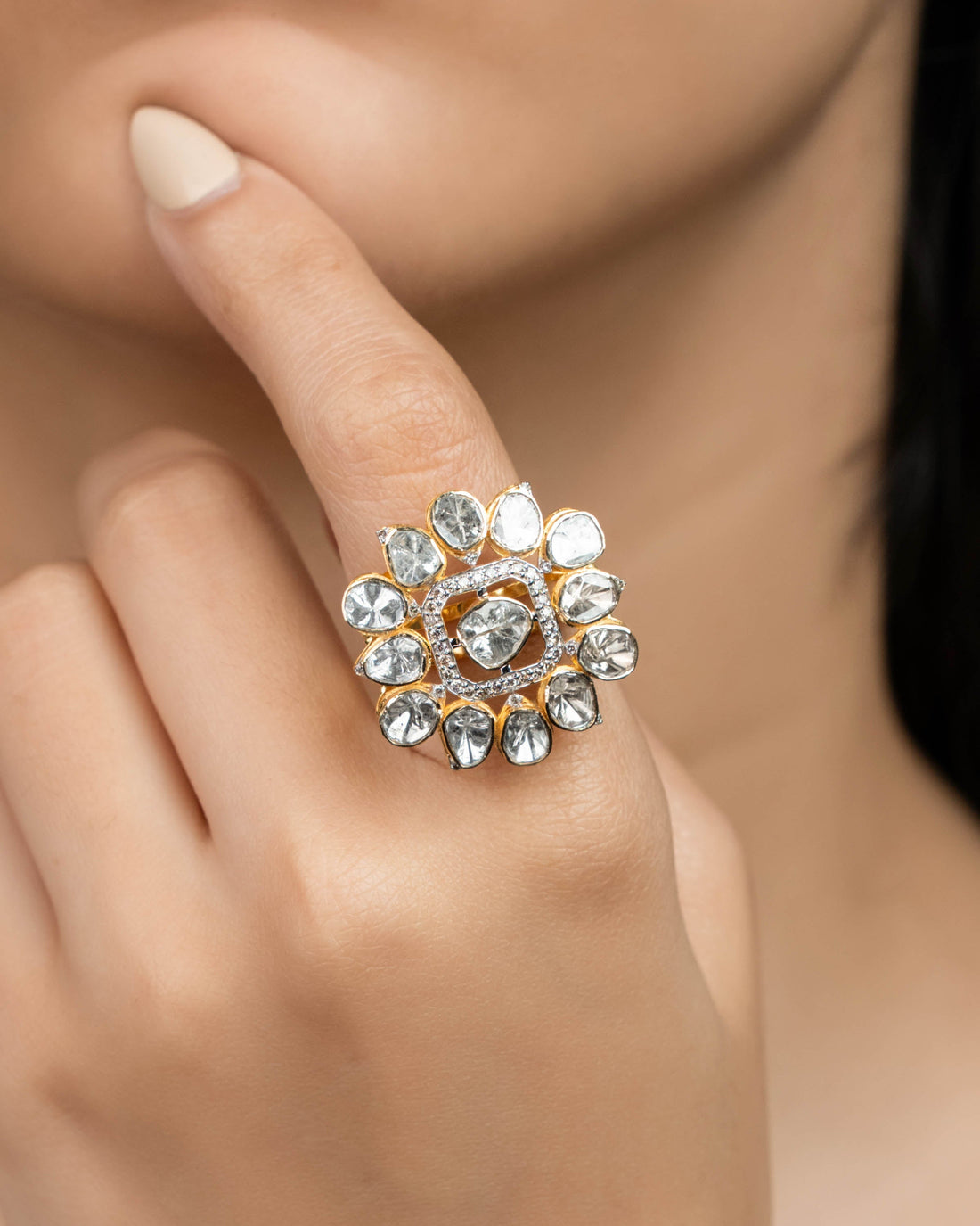 Amna Polki And Diamond Ring