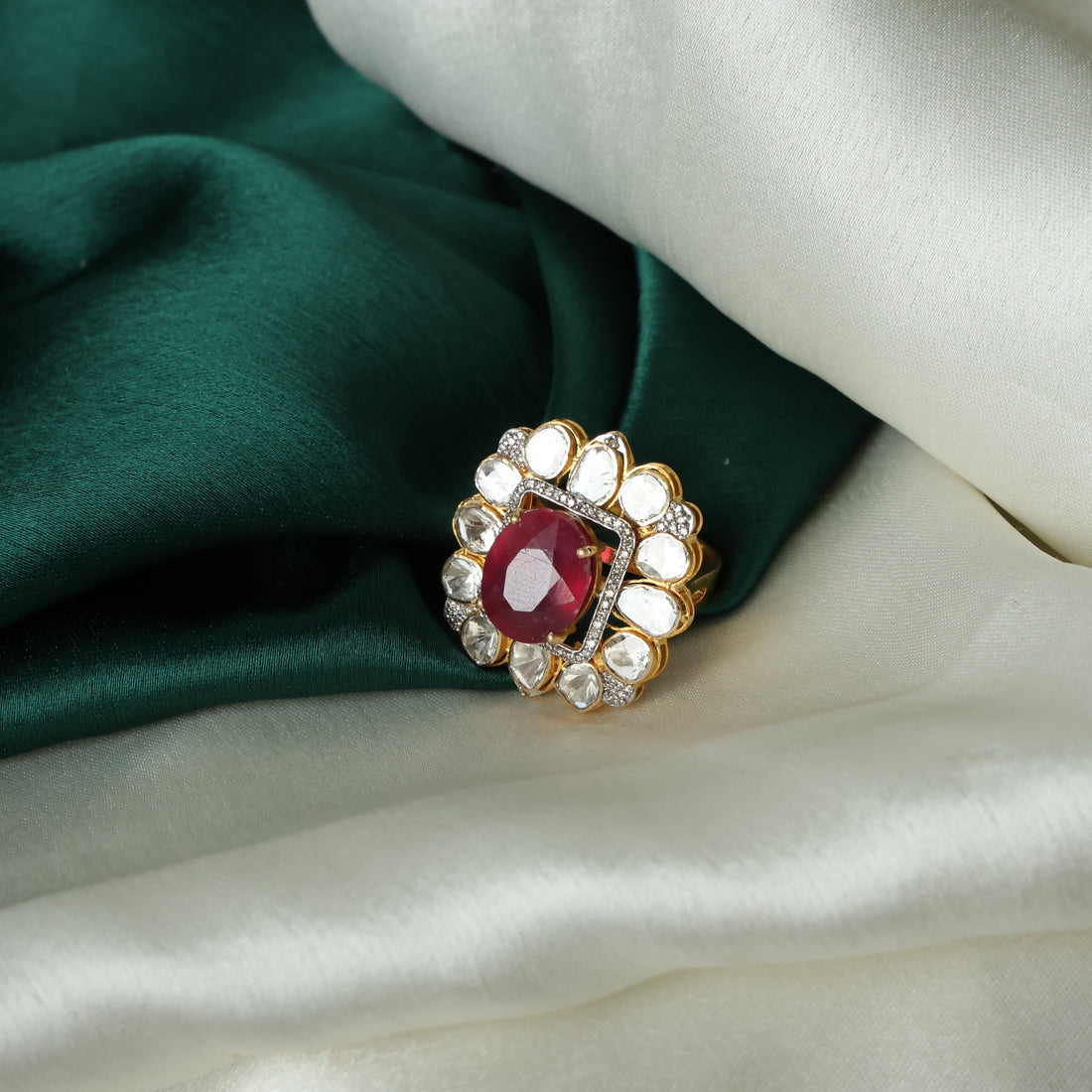 Krunali Polki And Diamond Ring