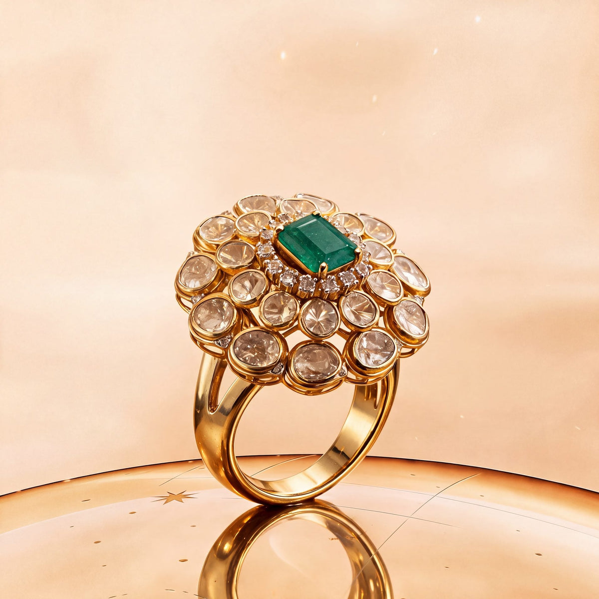 Varshini Polki And Diamond Ring