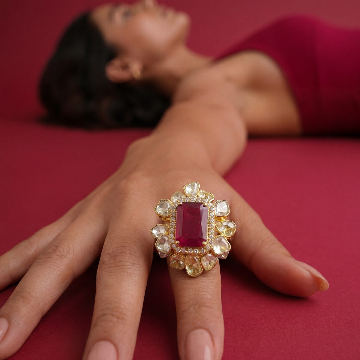 Rajvi Polki And Diamond Ring