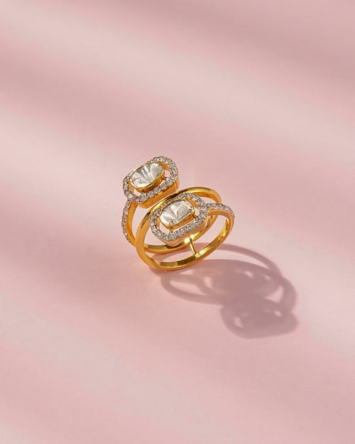 Devika Polki And Diamond Ring