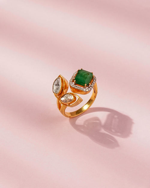 Meena Polki And Diamond Ring