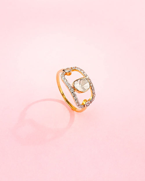 Kinjal Polki And Diamond Ring