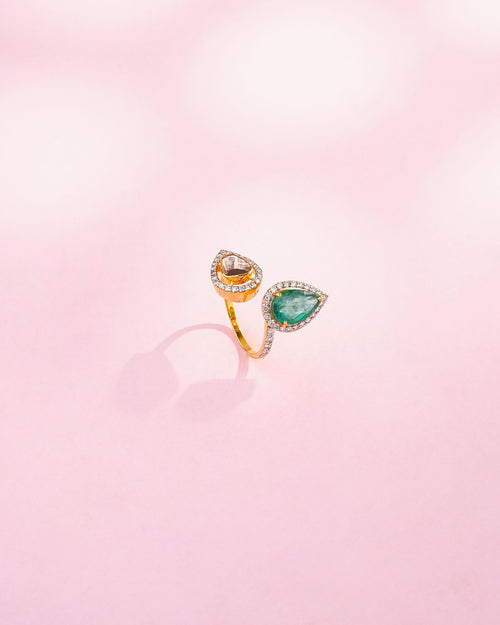 Ema Polki And Diamond Ring