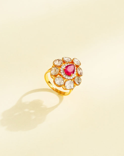 Lisha Polki And Diamond Ring