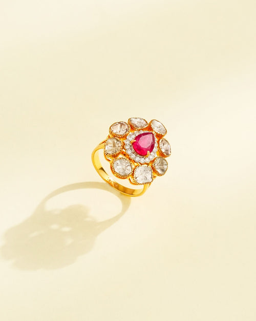 Lisha Polki And Diamond Ring