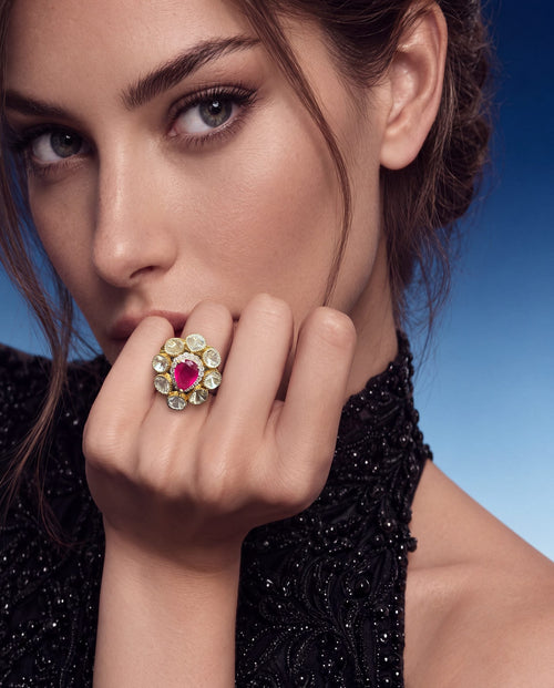 Lisha Polki And Diamond Ring