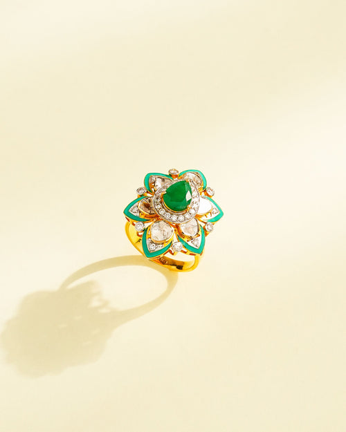 Karuna Polki And Diamond Ring