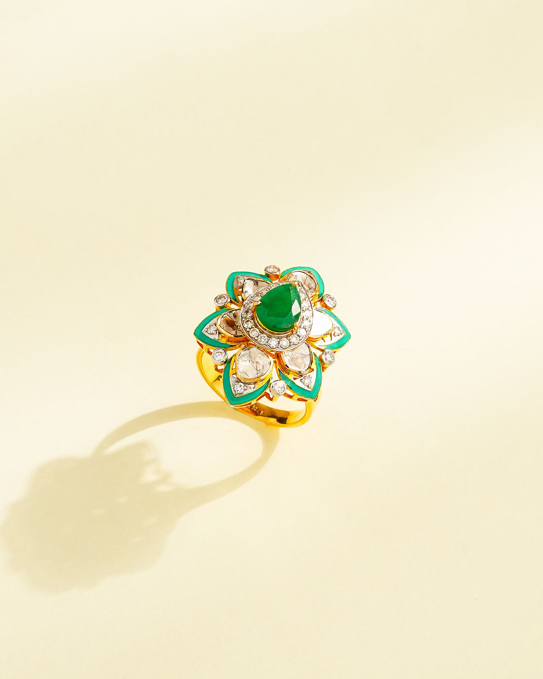 Karuna Polki And Diamond Ring