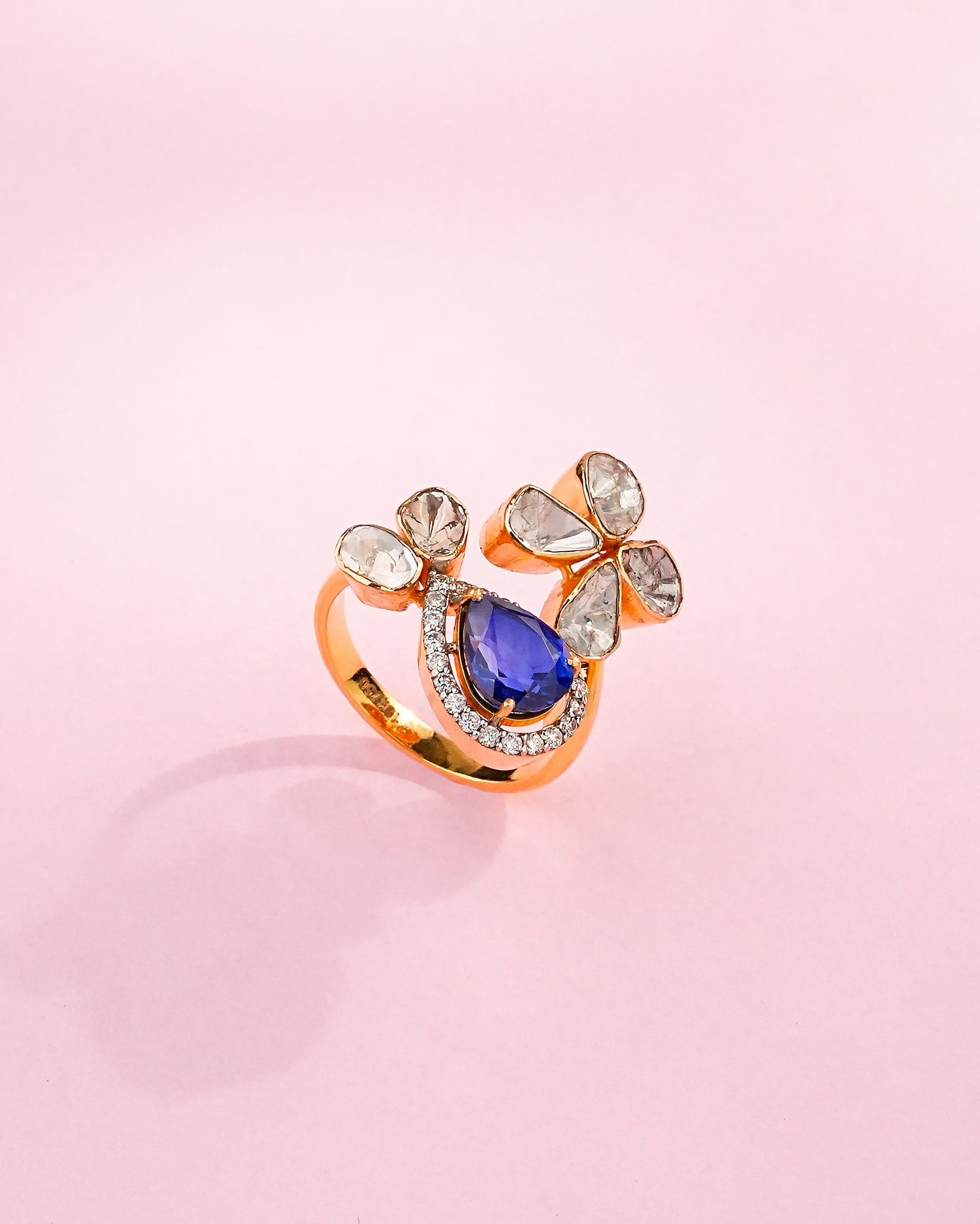 Akshika Polki And Diamond Ring