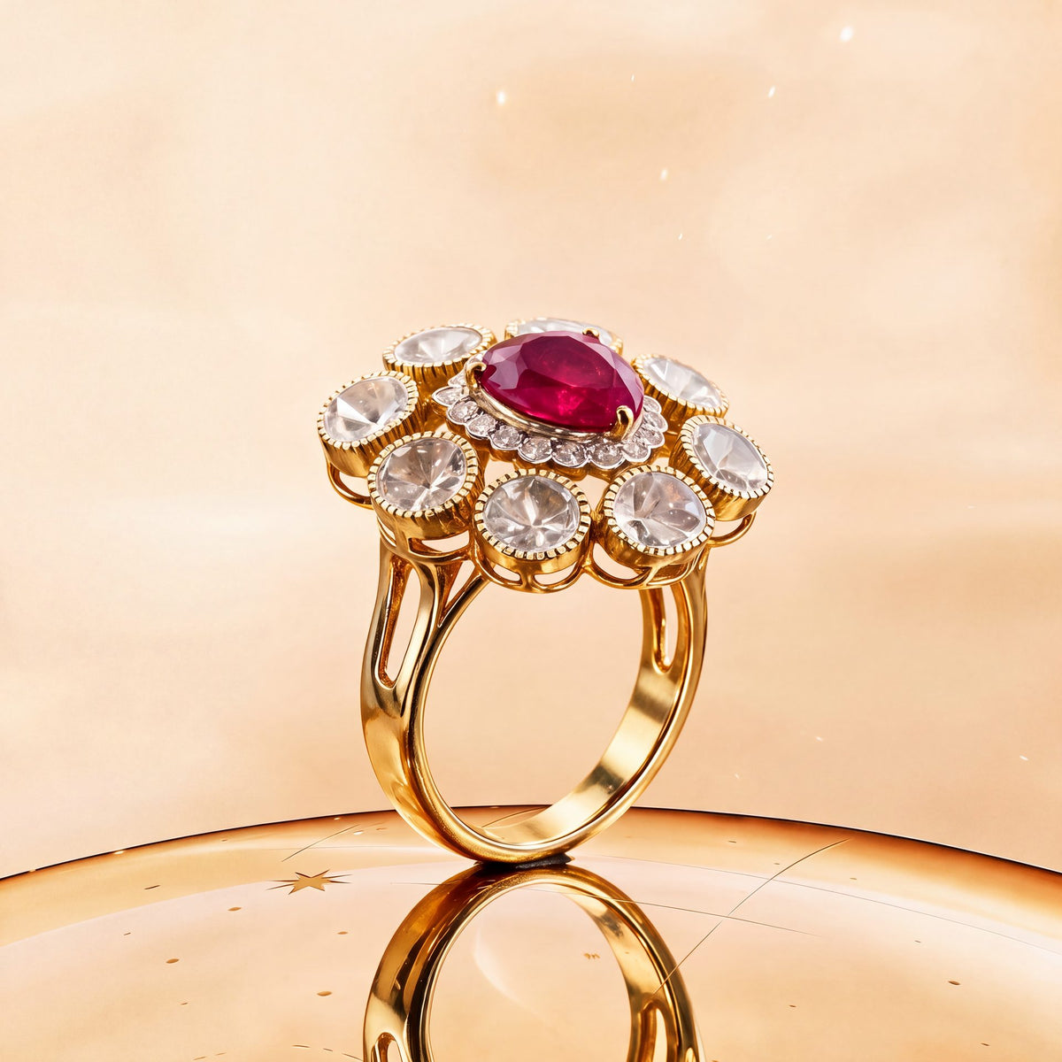 Lisha Polki And Diamond Ring