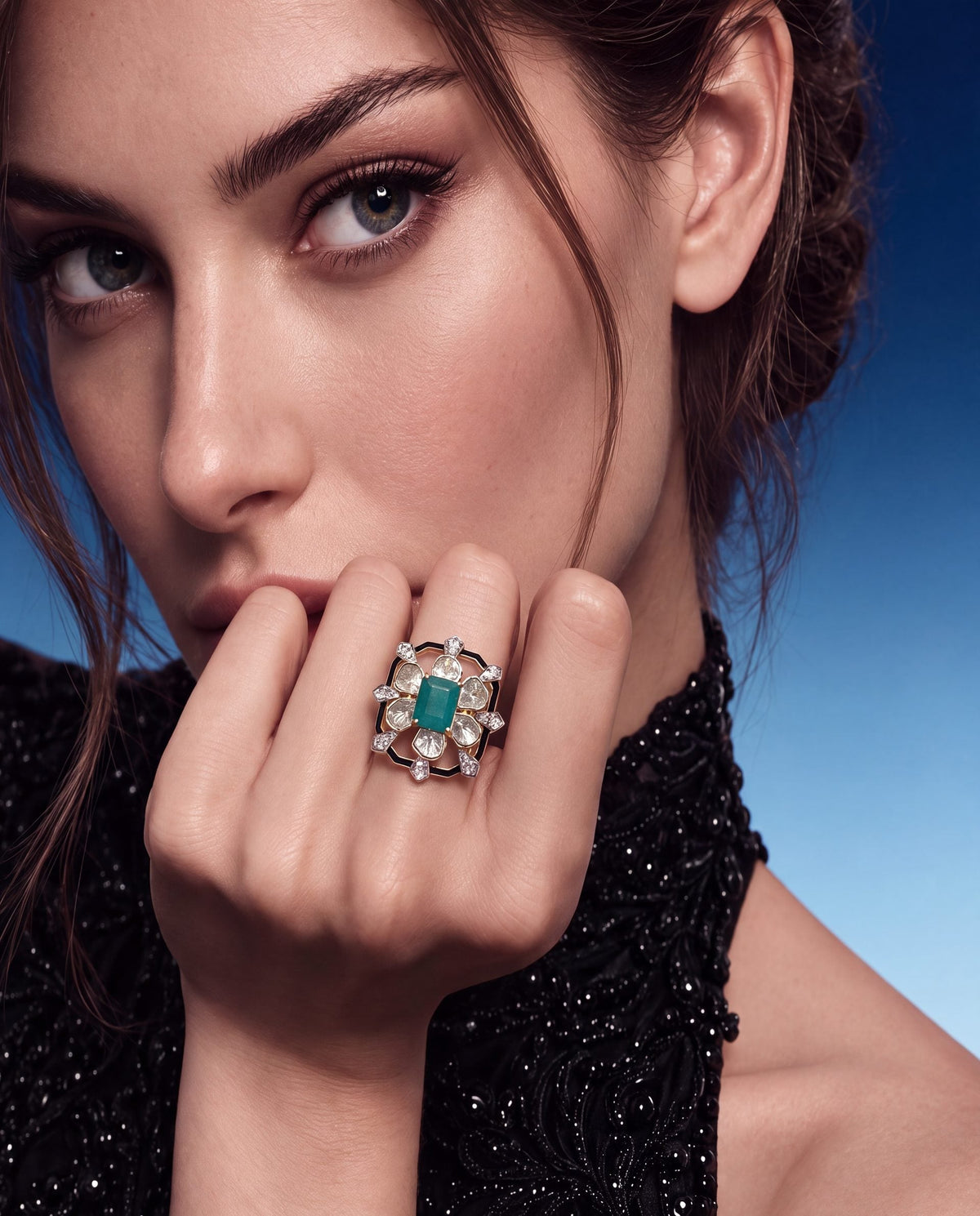 Kajal Polki And Diamond Ring