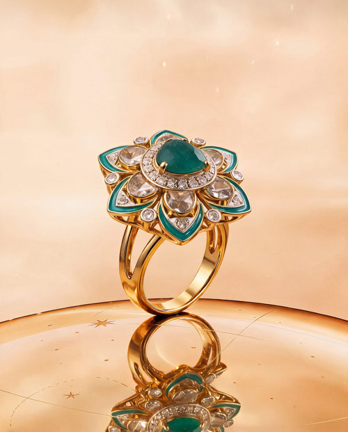 Karuna Polki And Diamond Ring