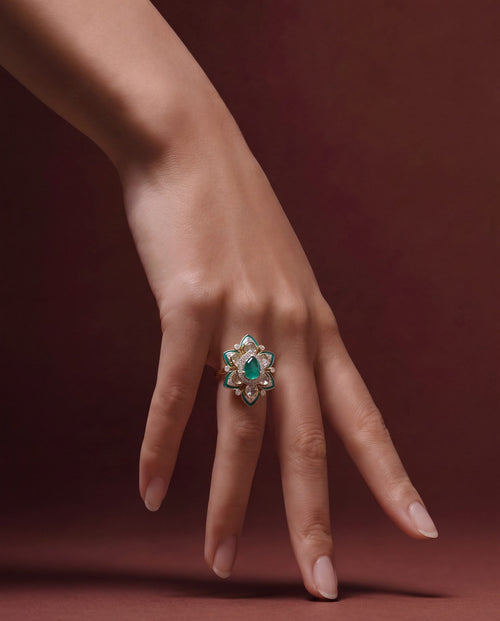 Karuna Polki And Diamond Ring