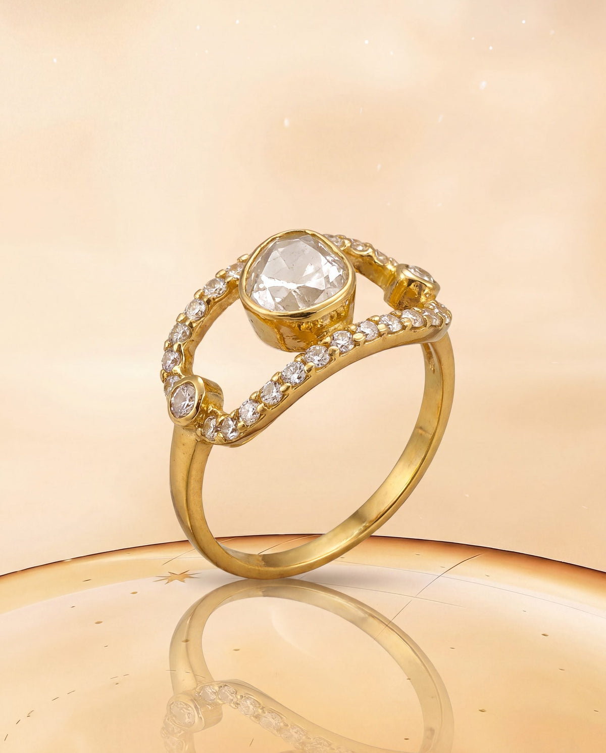 Adiya Polki And Diamond Ring