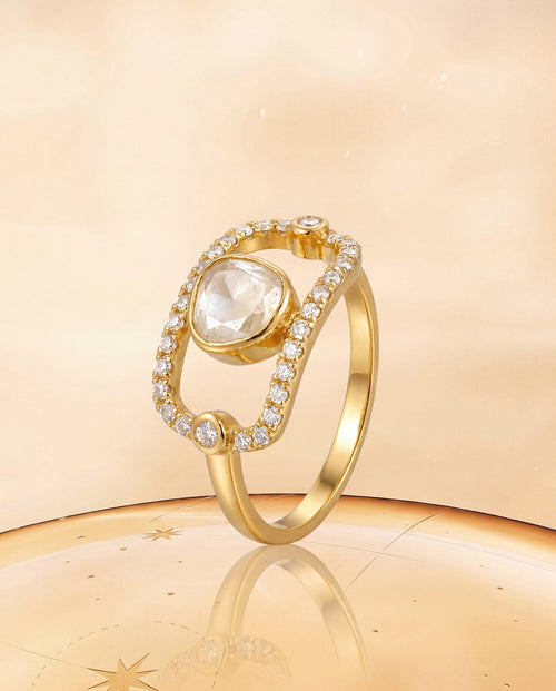 Adiya Polki And Diamond Ring