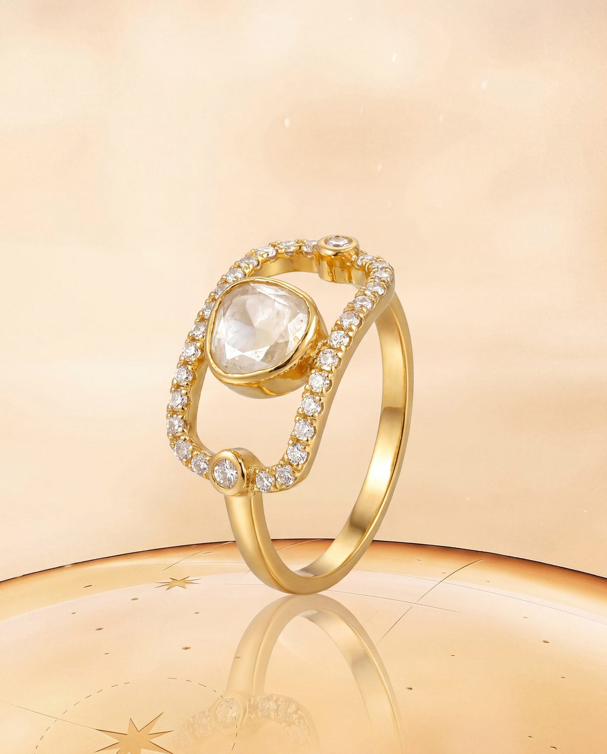 Adiya Polki And Diamond Ring