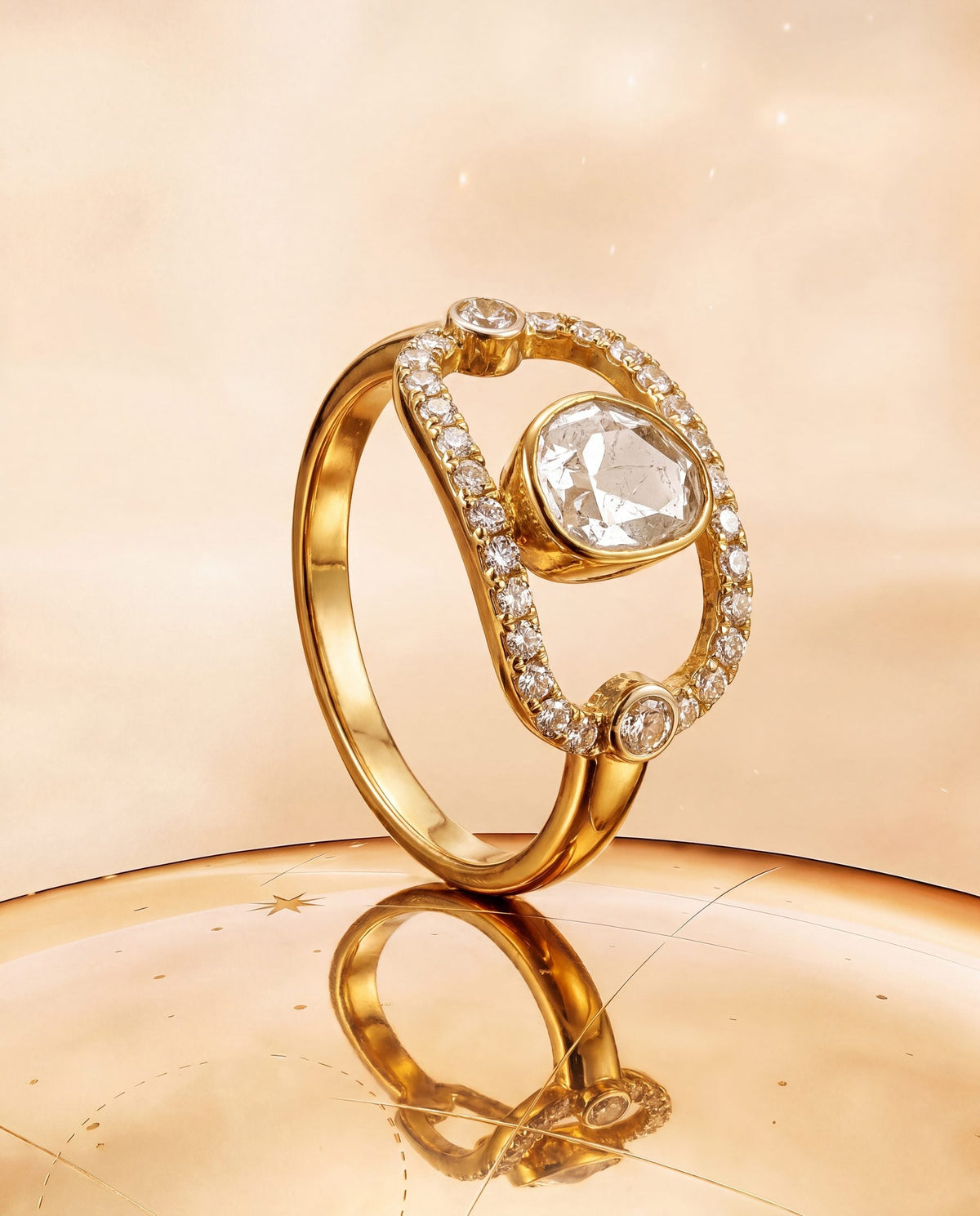 Adiya Polki And Diamond Ring