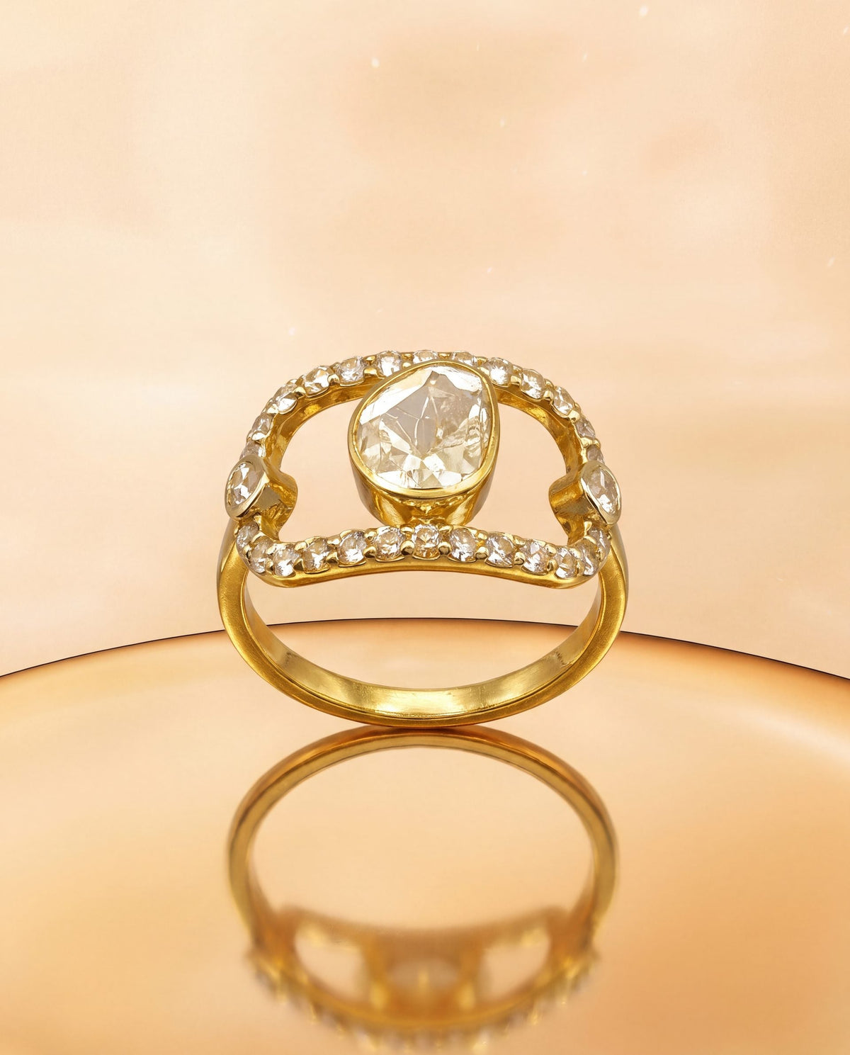 Adiya Polki And Diamond Ring