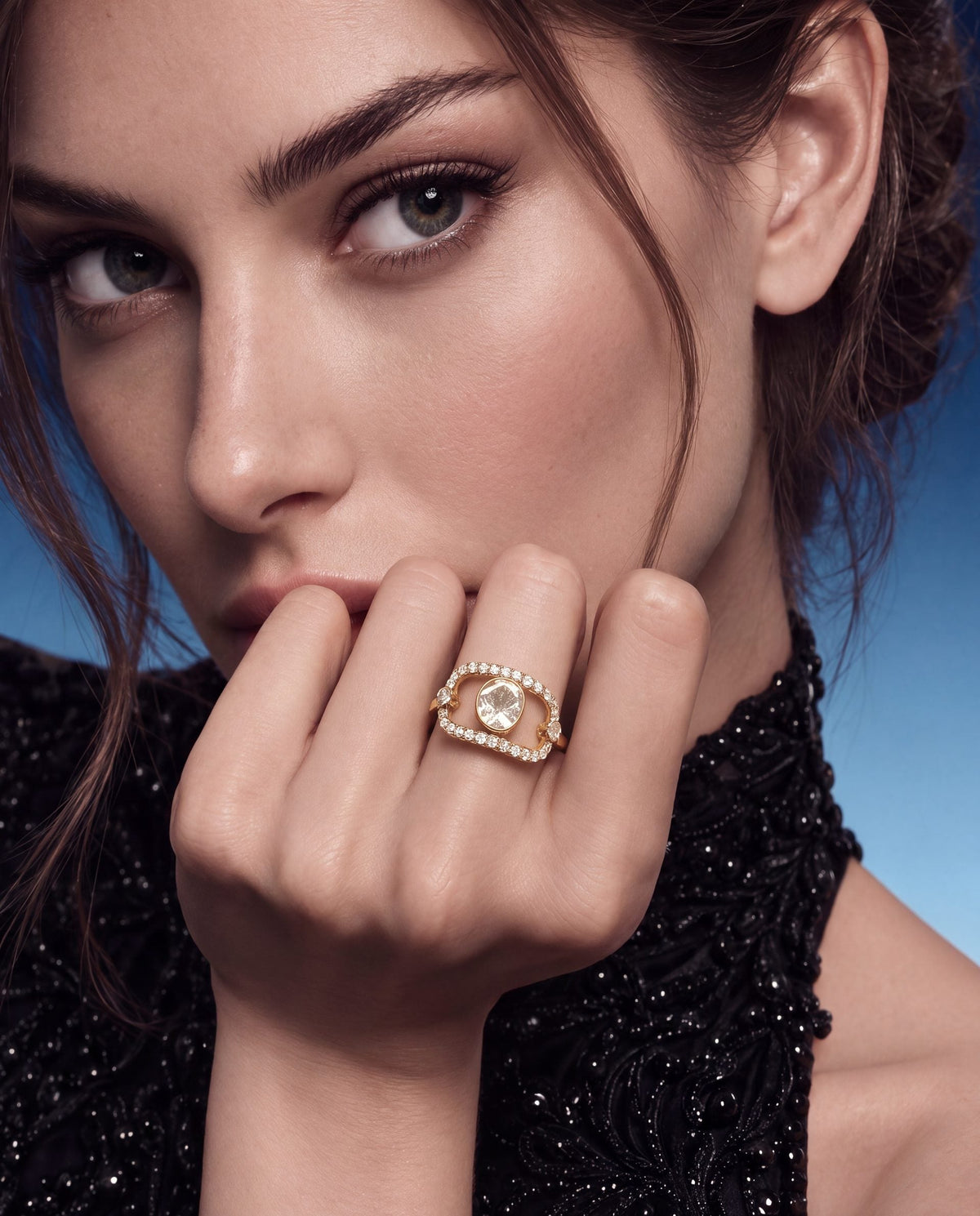Adiya Polki And Diamond Ring