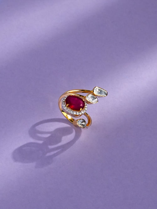 Avika Polki And Diamond Ring