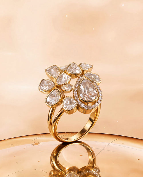 Akshika Polki And Diamond Ring