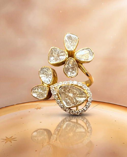 Akshika Polki And Diamond Ring