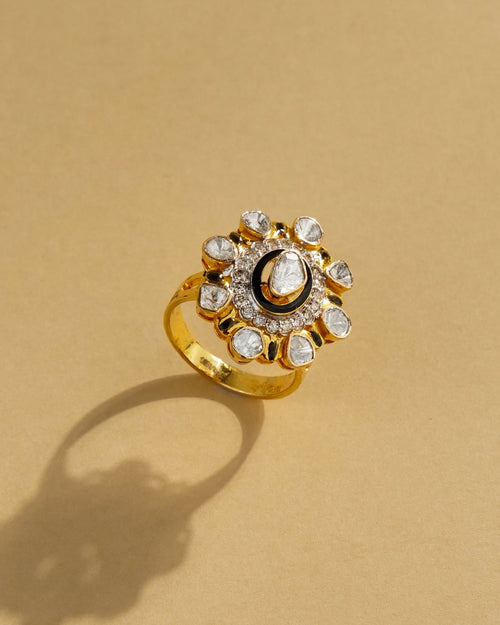 Deshna Polki And Diamond Ring