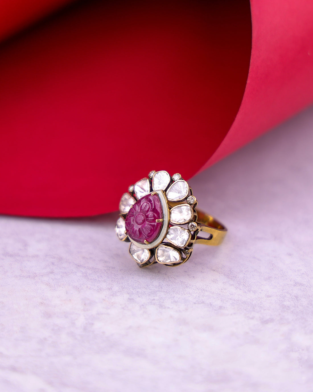 Tia Polki And Diamond Ring