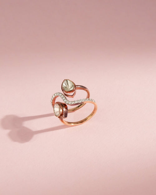 Makshi Polki And Diamond Ring