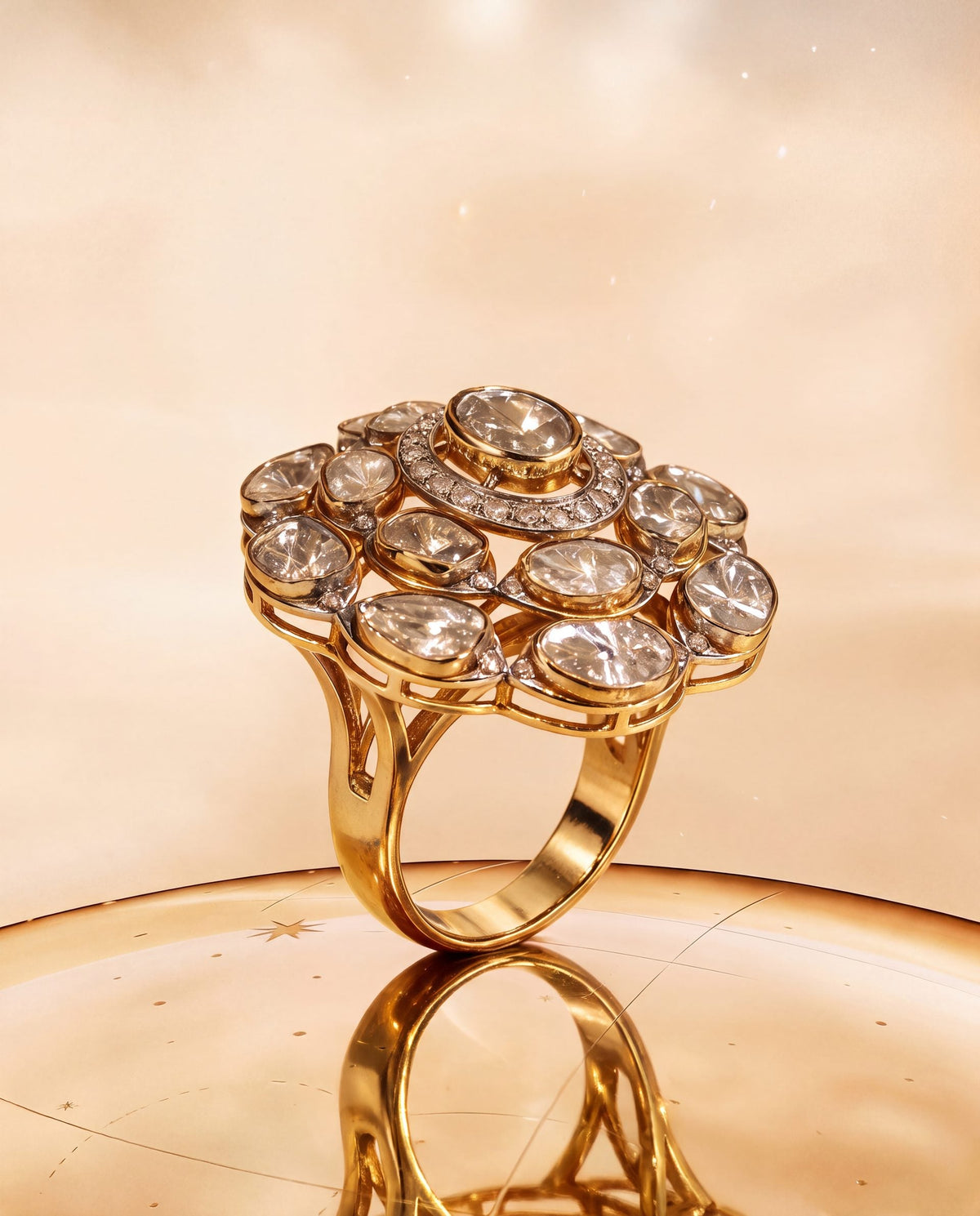 Deethya Polki And Diamond Ring