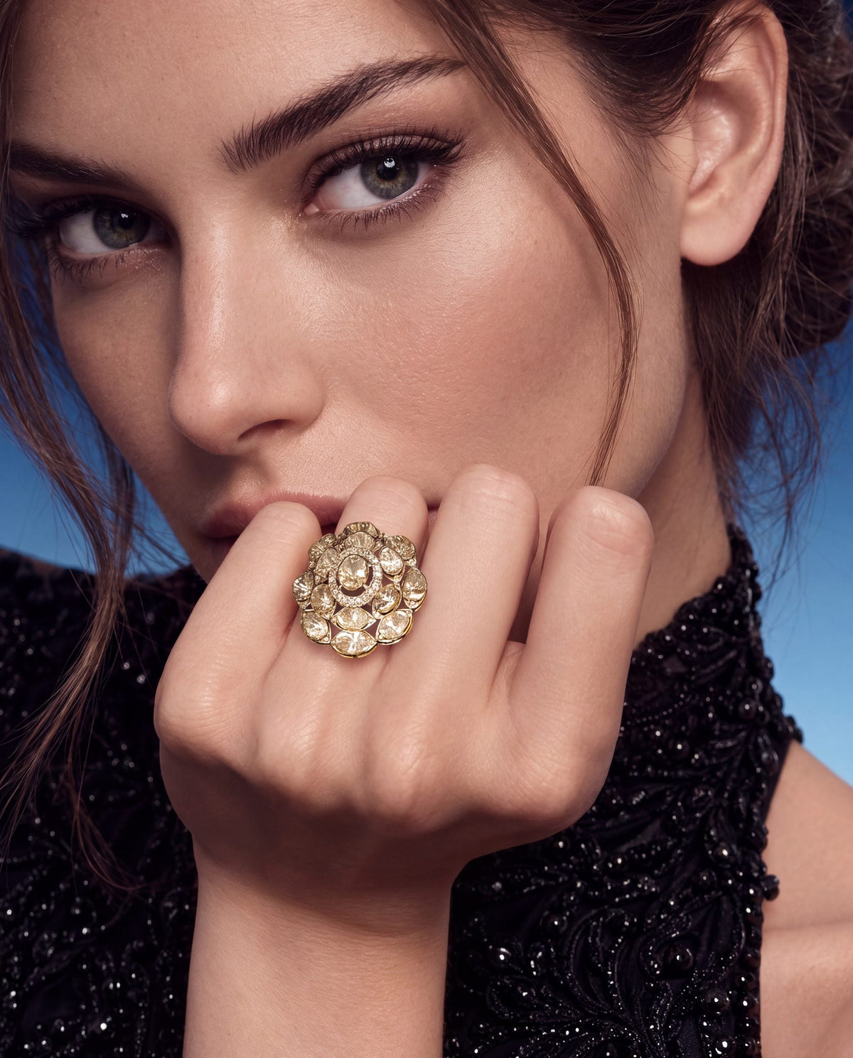 Deethya Polki And Diamond Ring