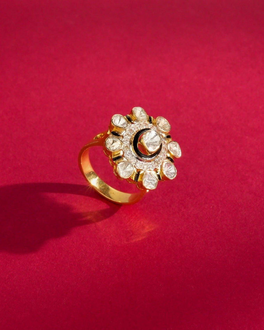 Deshna Polki And Diamond Ring