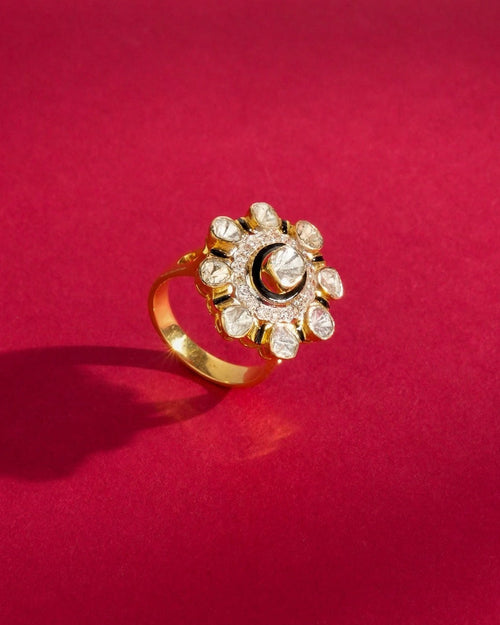 Deshna Polki And Diamond Ring
