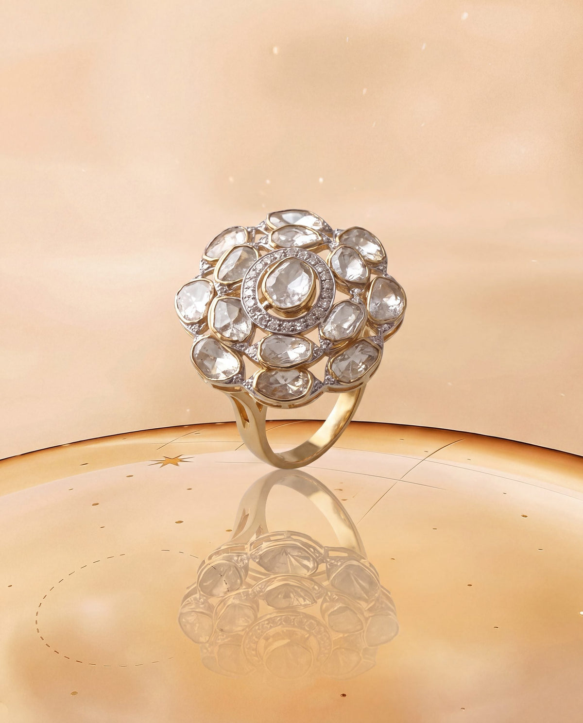 Deethya Polki And Diamond Ring