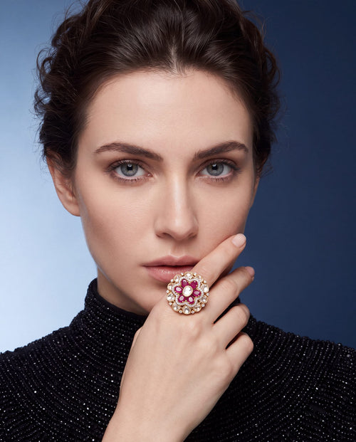 Yuvika Polki And Diamond Ring