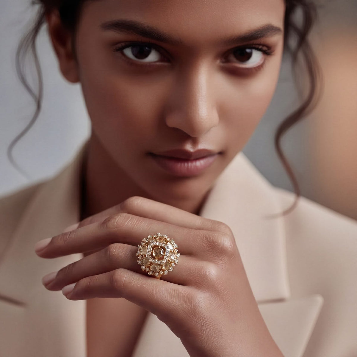 Anna Polki And Diamond Ring