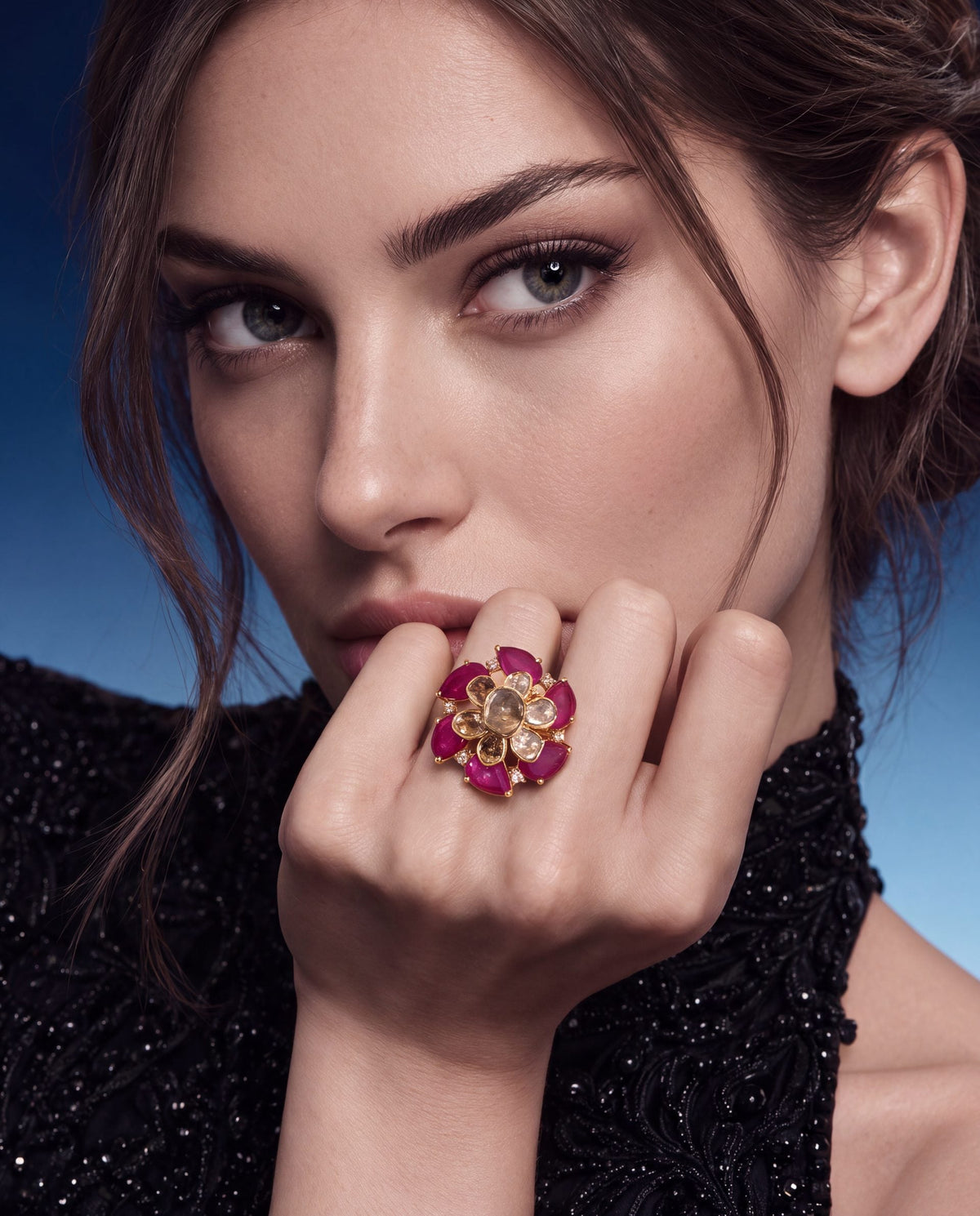 Anisha Polki And Diamond Ring