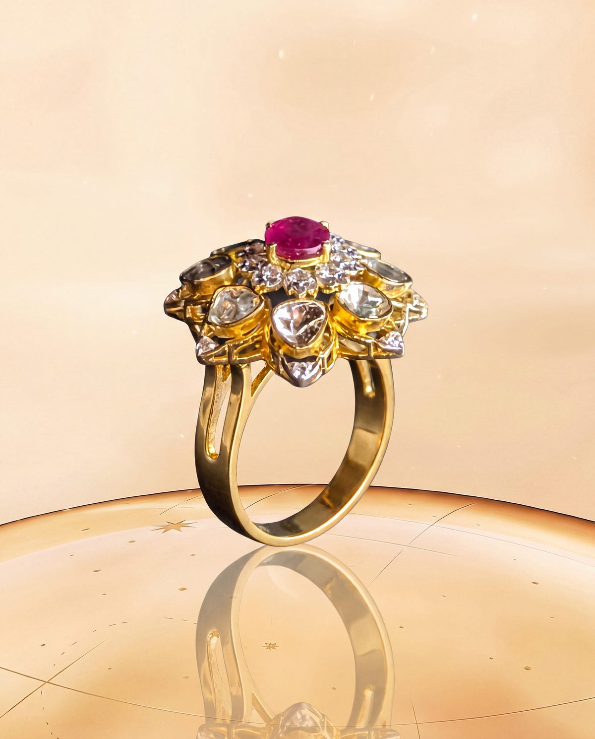 Disha Polki And Diamond Ring