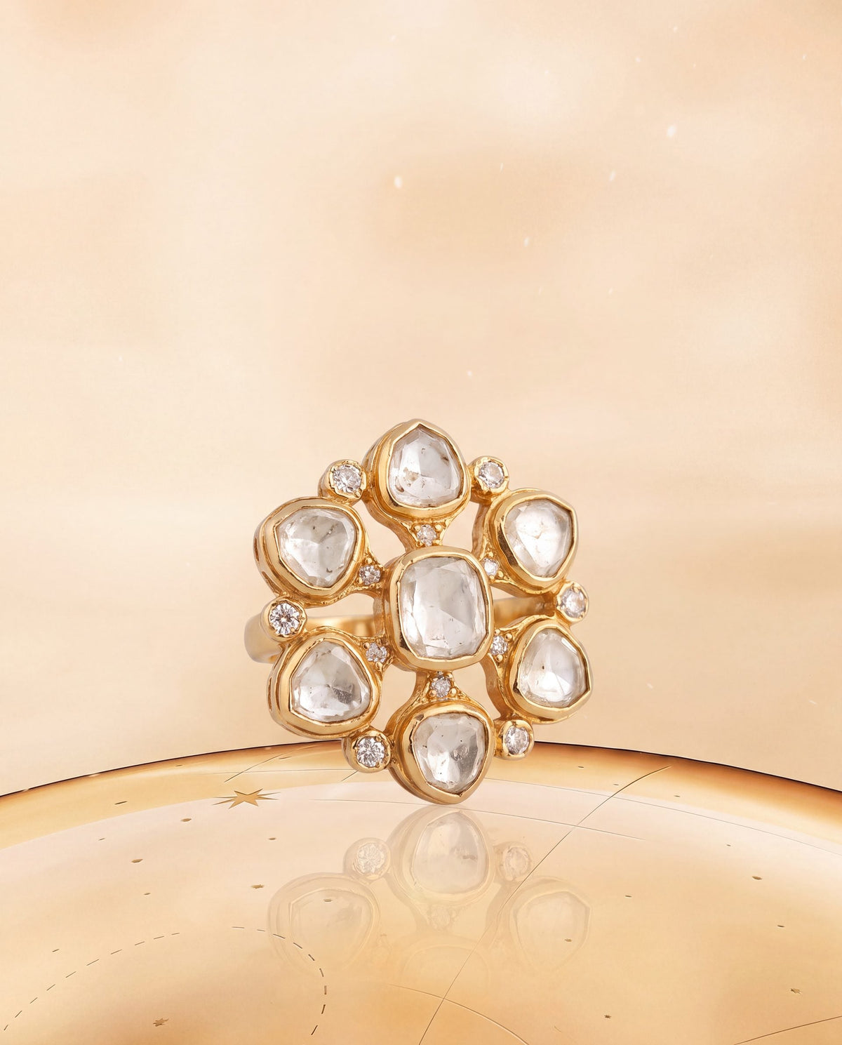 Aarvi Polki And Diamond Ring
