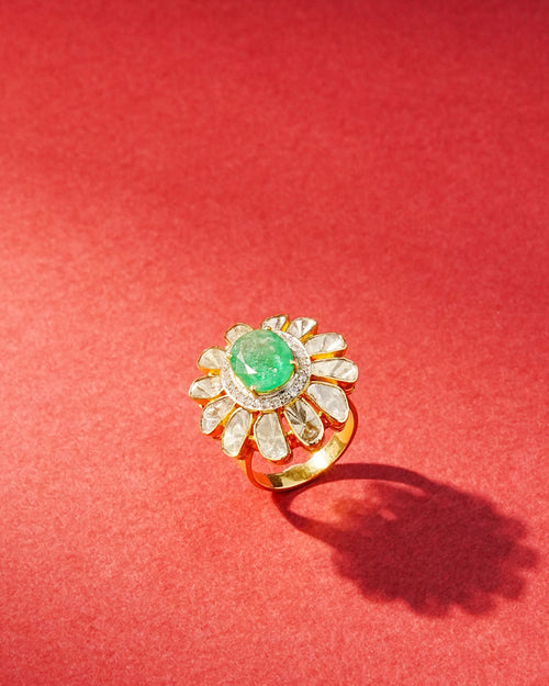 Aashi Polki And Diamond Ring