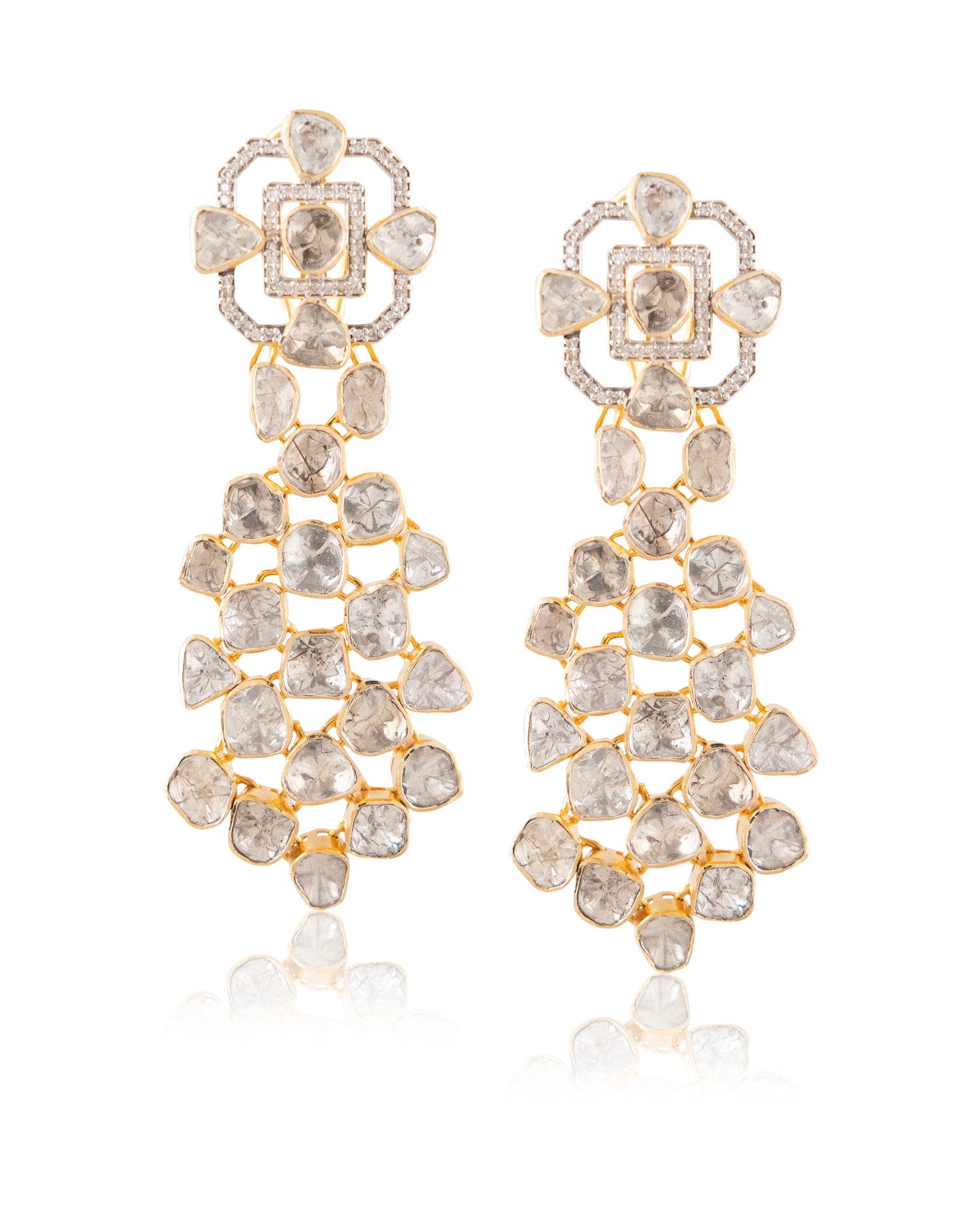 Ziya Polki And Diamond Long Earrings