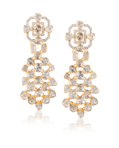 Ziya Polki And Diamond Long Earrings