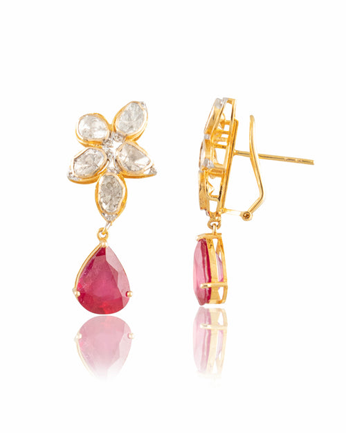 Lokshita Polki And Diamond Long Earrings