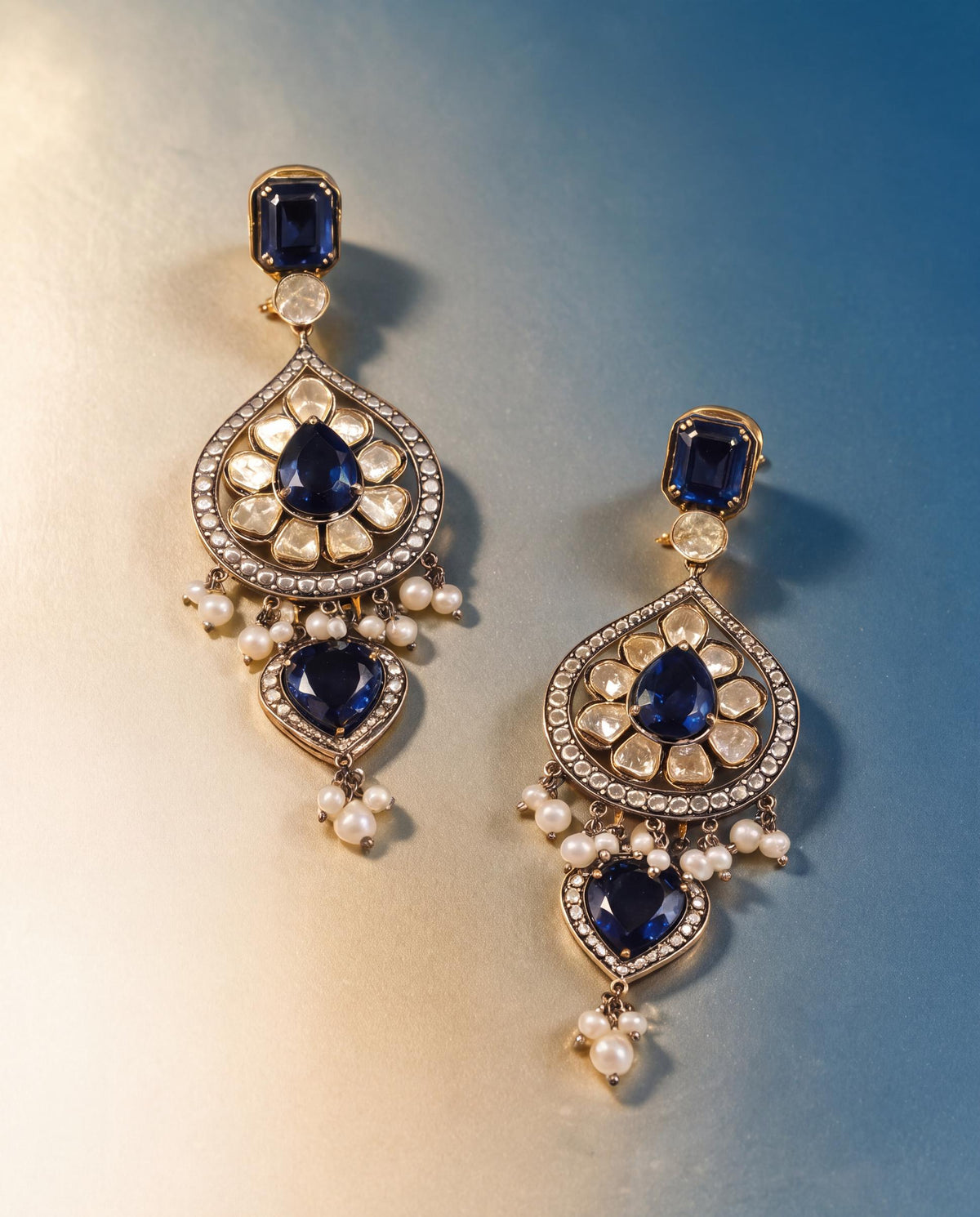 Ziva Polki Long Earrings