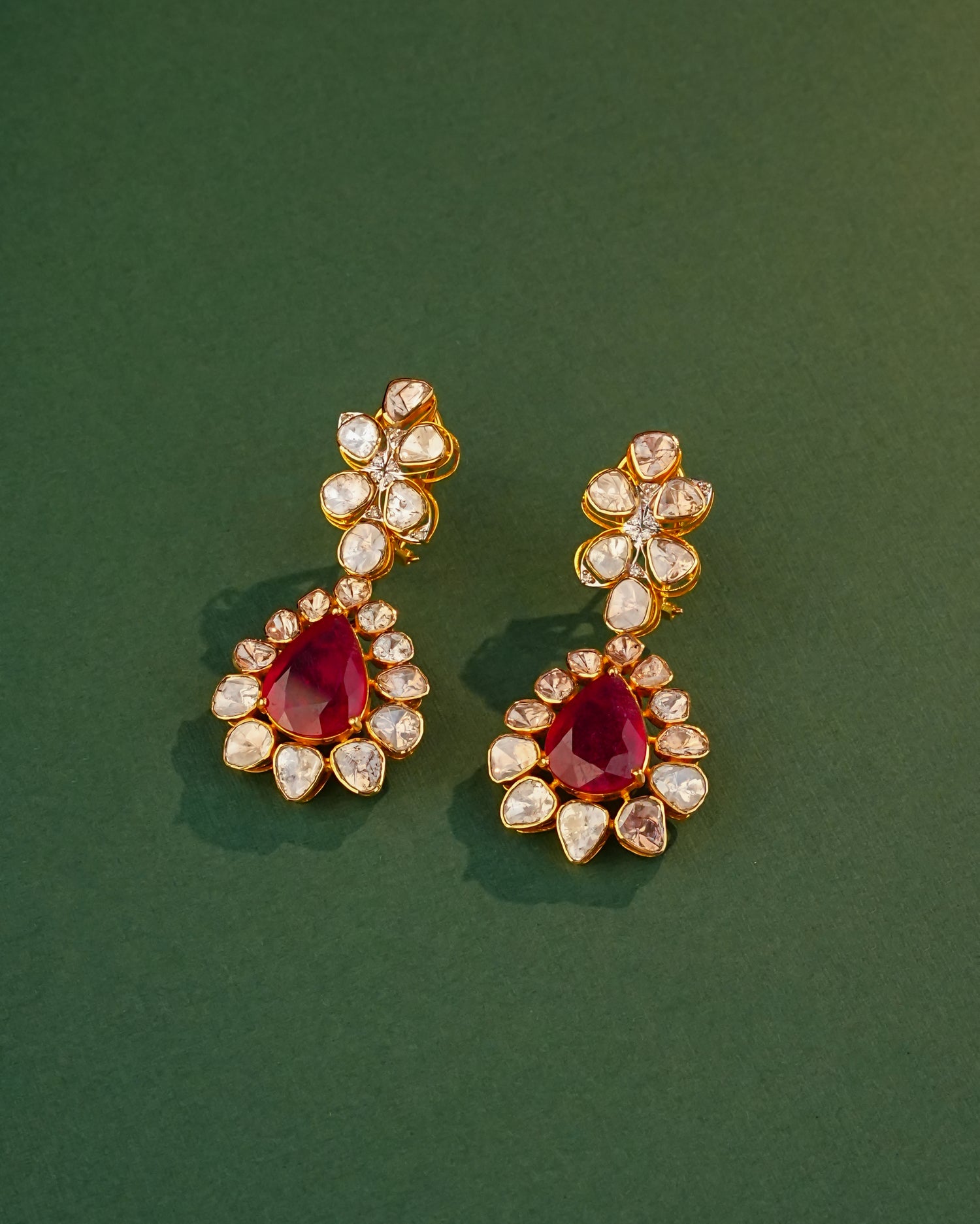 Vanshita Polki And Diamond Long Earrings