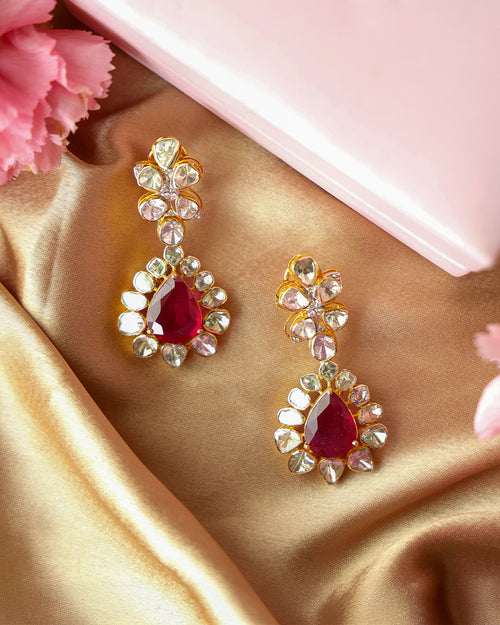 Elvina Polki And Diamond Long Earrings