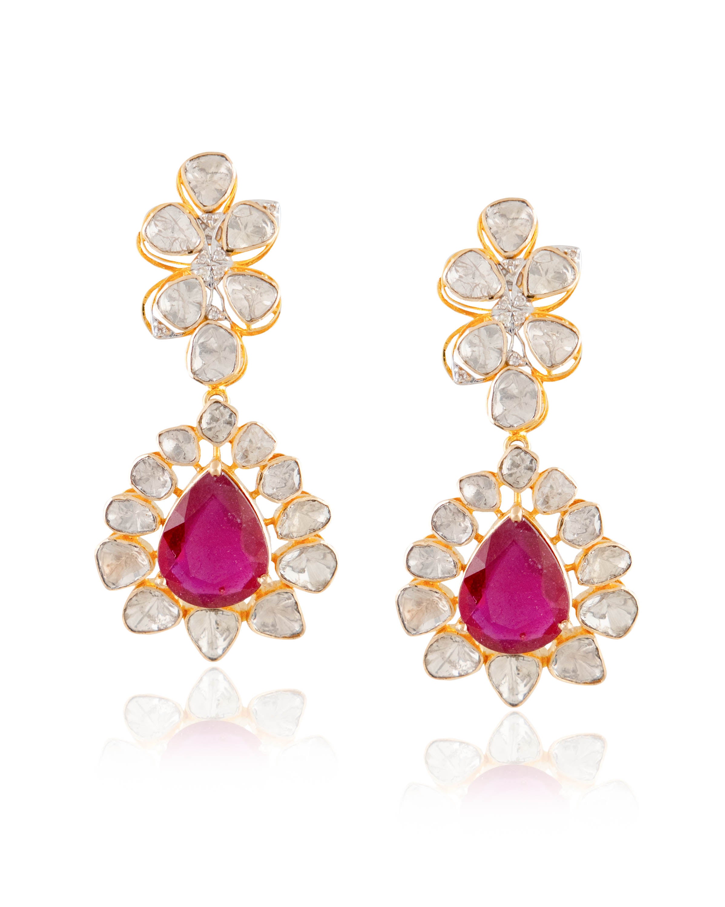 Elvina Polki And Diamond Long Earrings