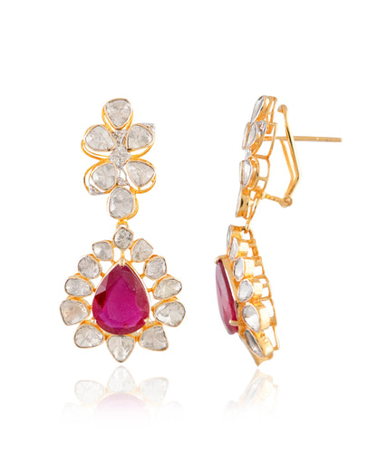 Elvina Polki And Diamond Long Earrings