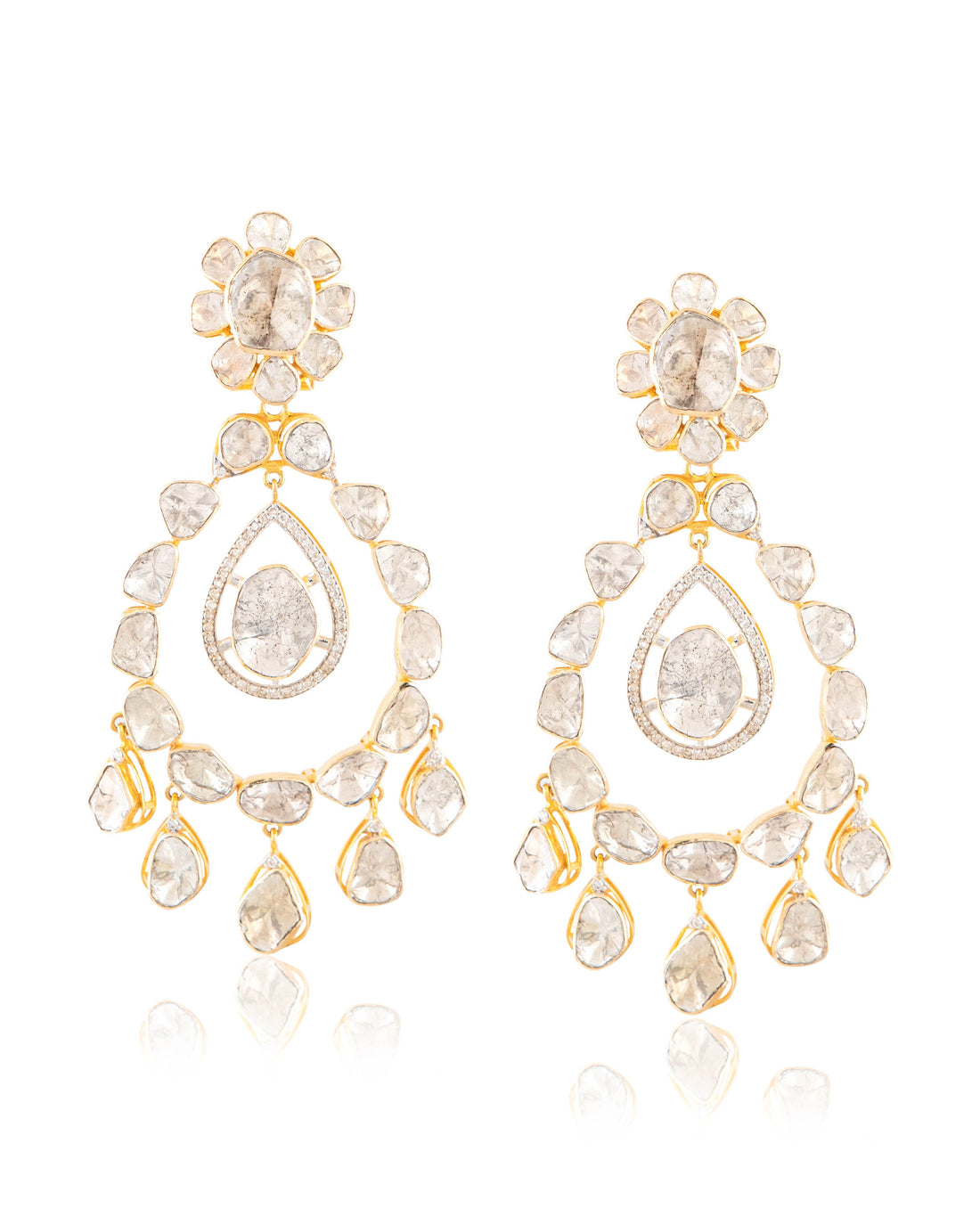 Ella Polki And Diamond Long Earrings